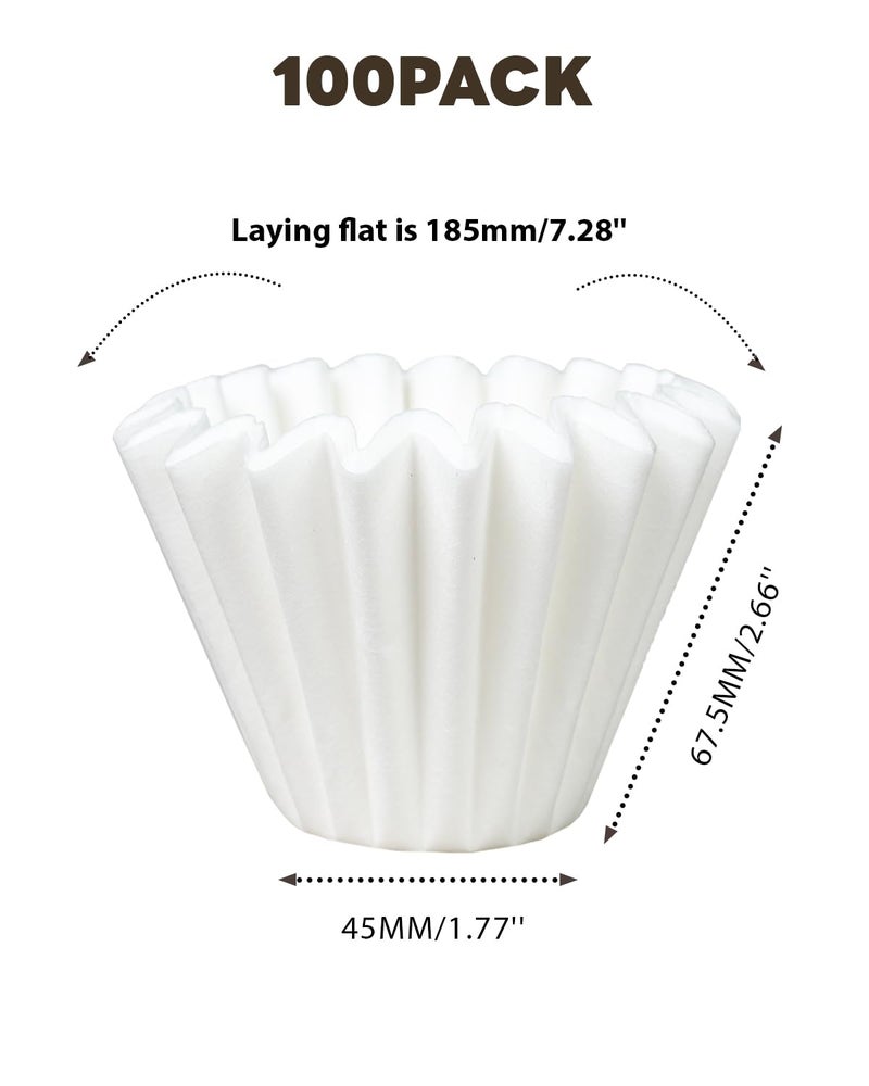 Bake Choice 2-5 Cup Coffee Filters,100 Count Disposable Basket Coffee Filter Paper, Compatible with Kalita Wave Pour Over Coffee Dripper 185 Series, For 2-5 People - Image 2