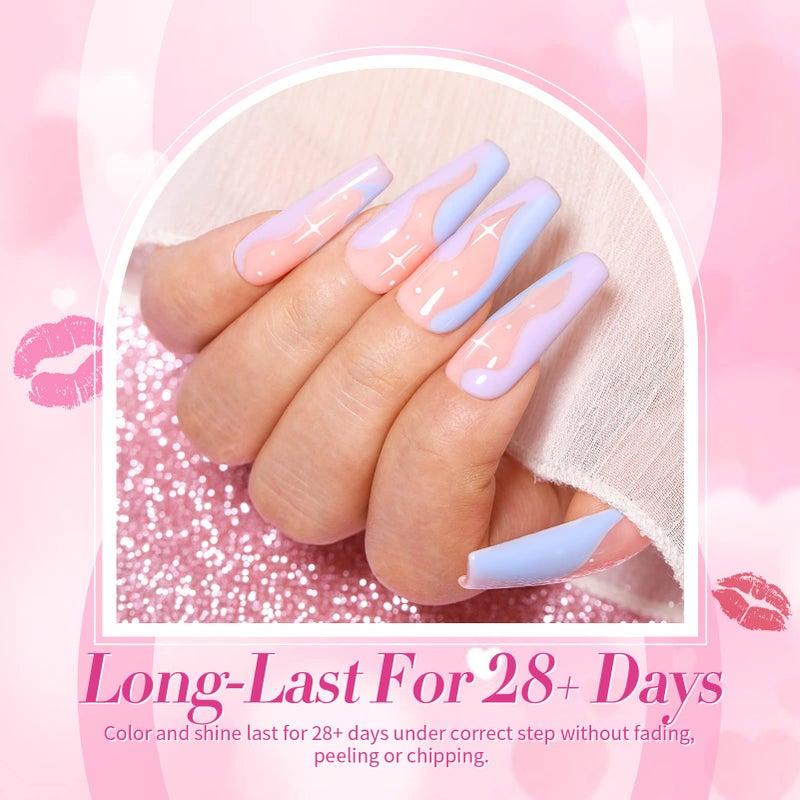 Born Pretty Pastel Gel Nail Polish Set Spring Summer Macaron Candy Sweet Color Gel Polish Easter Soft Pink Yellow Purple Blue Green Colors Collection 7ML 6PCS Nail Art Gift Box - Image 3