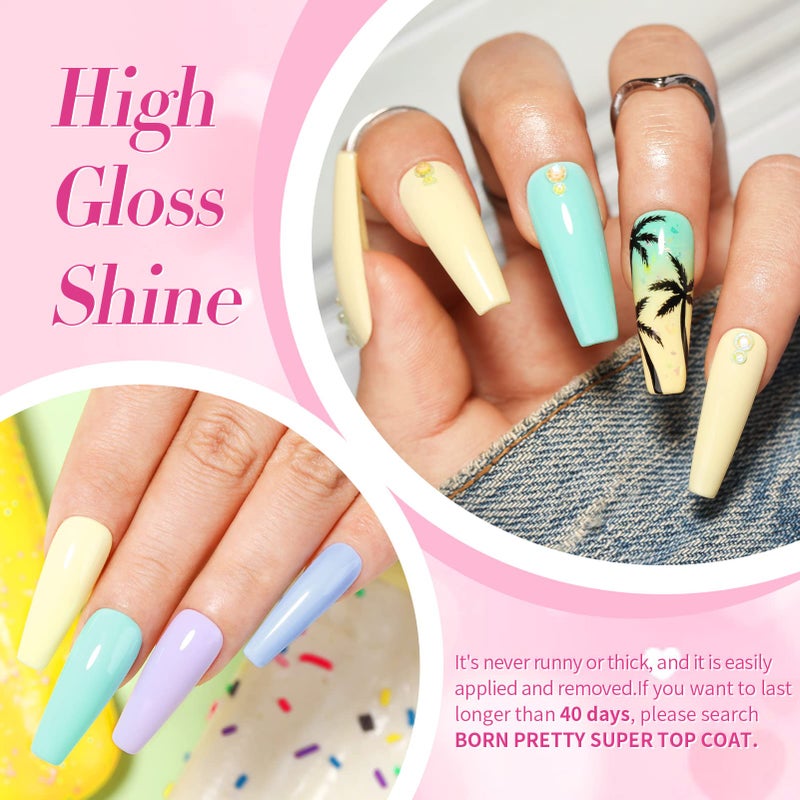 Born Pretty Pastel Gel Nail Polish Set Spring Summer Macaron Candy Sweet Color Gel Polish Easter Soft Pink Yellow Purple Blue Green Colors Collection 7ML 6PCS Nail Art Gift Box - Image 4