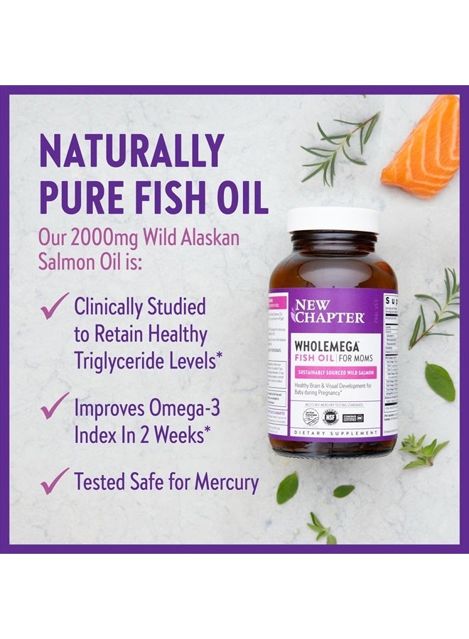 Wholemega for Moms Fish Oil Supplement - Prenatal DHA with Omega-3 + Vitamin D3 for Prenatal & Postnatal Support - 90 ct, 500mg Softgels