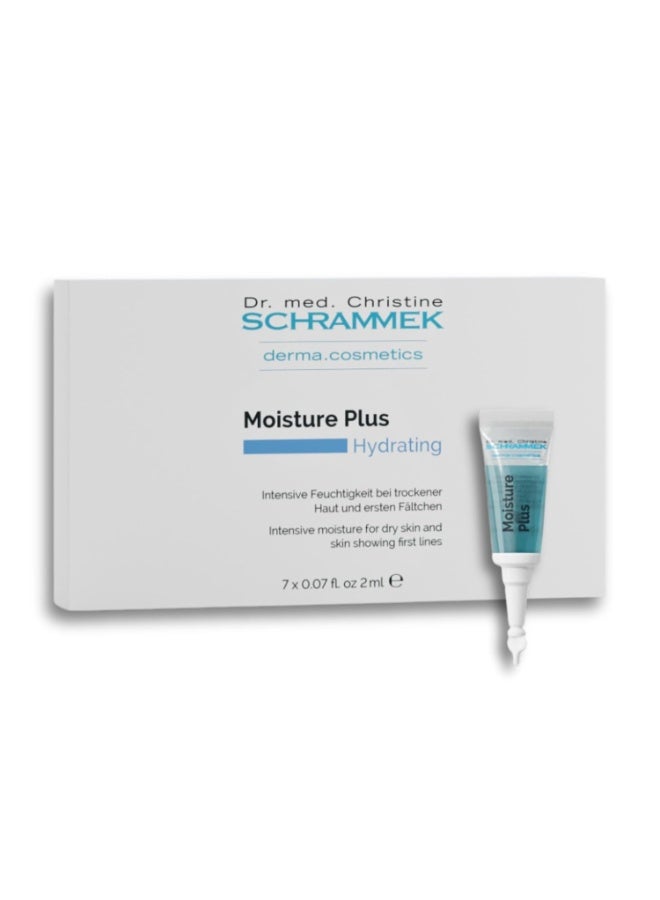 Schrammek Moisture Plus Ampoules (7 x 0.07 fl oz) – Intense Hydration for Dry & Dehydrated Skin – With Hyaluronic Acid & Paracress Extract – Smooths Fine Lines – Firms & Refreshes – Dr. Schrammek - Image 1