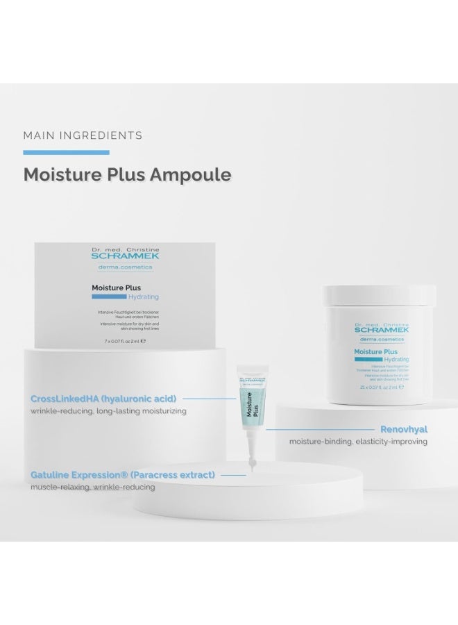 Schrammek Moisture Plus Ampoules (7 x 0.07 fl oz) – Intense Hydration for Dry & Dehydrated Skin – With Hyaluronic Acid & Paracress Extract – Smooths Fine Lines – Firms & Refreshes – Dr. Schrammek - Image 2