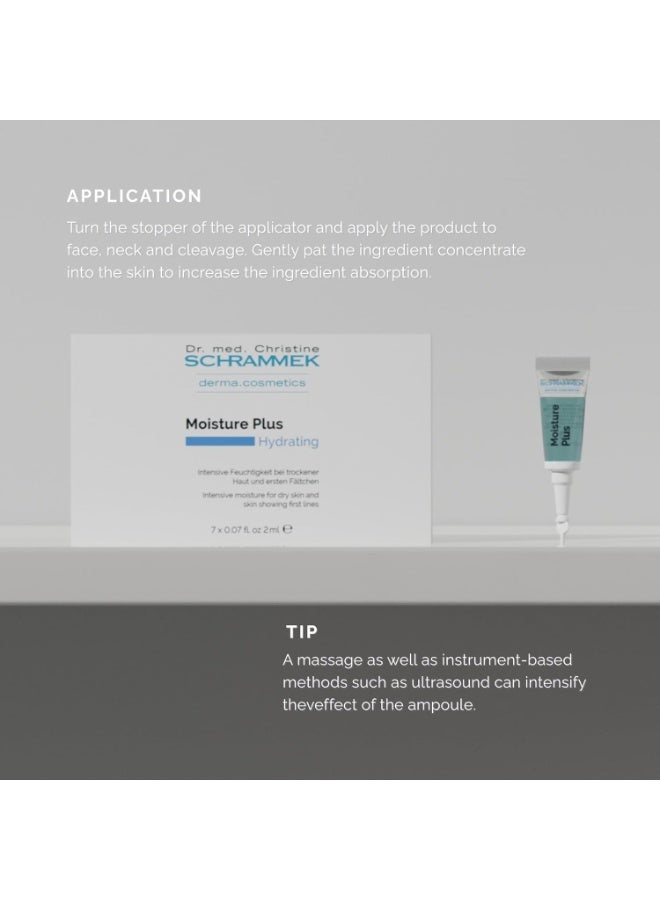 Schrammek Moisture Plus Ampoules (7 x 0.07 fl oz) – Intense Hydration for Dry & Dehydrated Skin – With Hyaluronic Acid & Paracress Extract – Smooths Fine Lines – Firms & Refreshes – Dr. Schrammek - Image 4