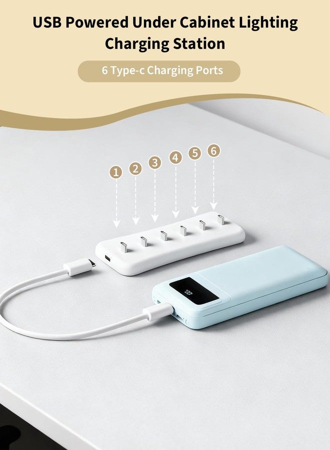 Rihvy USB Under Cabinet Lighting Charging Station with 6 Type-c Charging Ports, Portable Motion Sensor Light Indoor Multi-Light Storage & Charging Base - Image 5