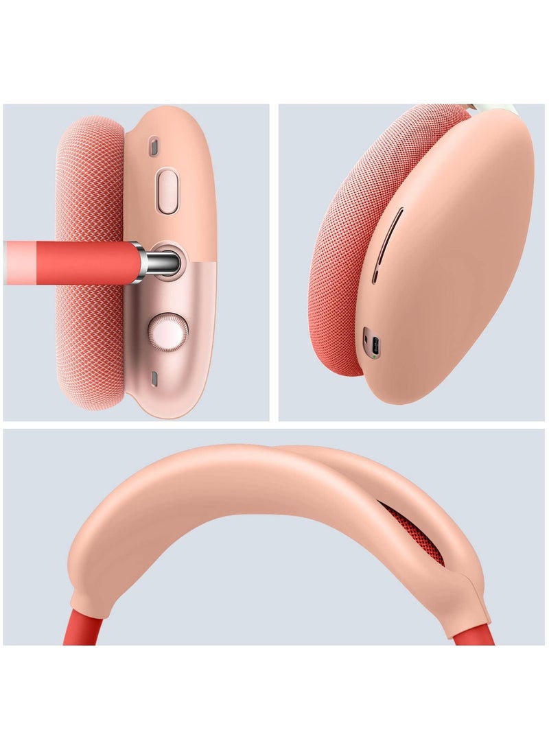 Generic - Silicone Case Cover for AirPods Max Headphones Anti-Scratch Ear Cups Cover and Headband Cover for AirPods Max Accessories Skin Protector for AirPods Max (Pink) - Image 1
