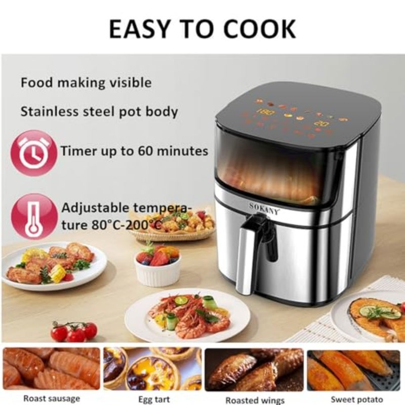 Kitchen use, stainless steel body, black color, rapid air technology for up to 80 less fat cooking - Image 3