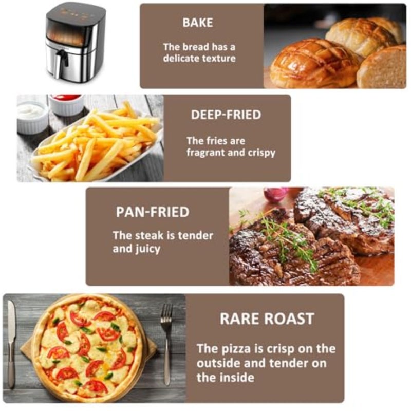 Kitchen use, stainless steel body, black color, rapid air technology for up to 80 less fat cooking - Image 5