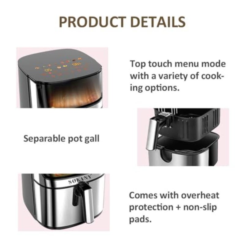 Kitchen use, stainless steel body, black color, rapid air technology for up to 80 less fat cooking - Image 2