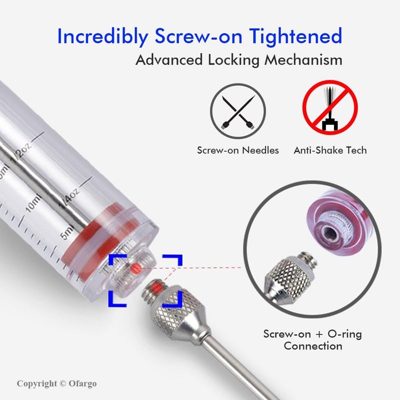 Ofargo Plastic Marinade Injector Syringe with Screw-on Meat Needle for BBQ Grill, 1-oz, Red, Recipe E-Book (Download PDF) - Image 3