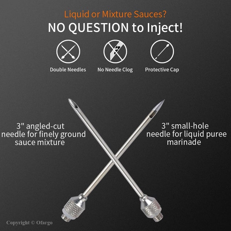 Ofargo Plastic Marinade Injector Syringe with Screw-on Meat Needle for BBQ Grill, 1-oz, Red, Recipe E-Book (Download PDF) - Image 2
