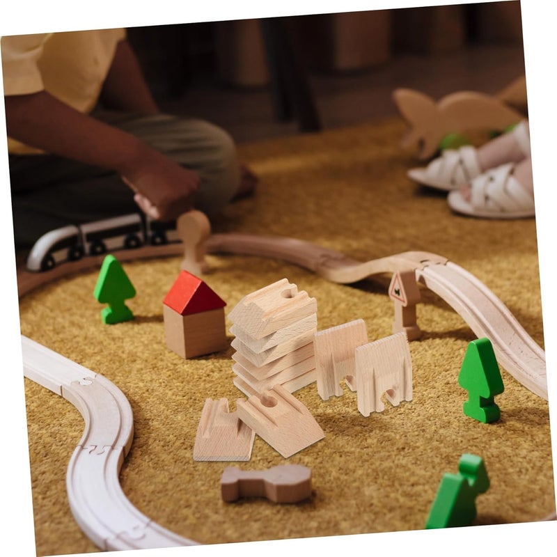 SUPVOX 10pcs Wooden Concave Train Track Install Model Railway Accessories Smooth Surface for DIY Play Compatible with Major Train Brands - Image 3