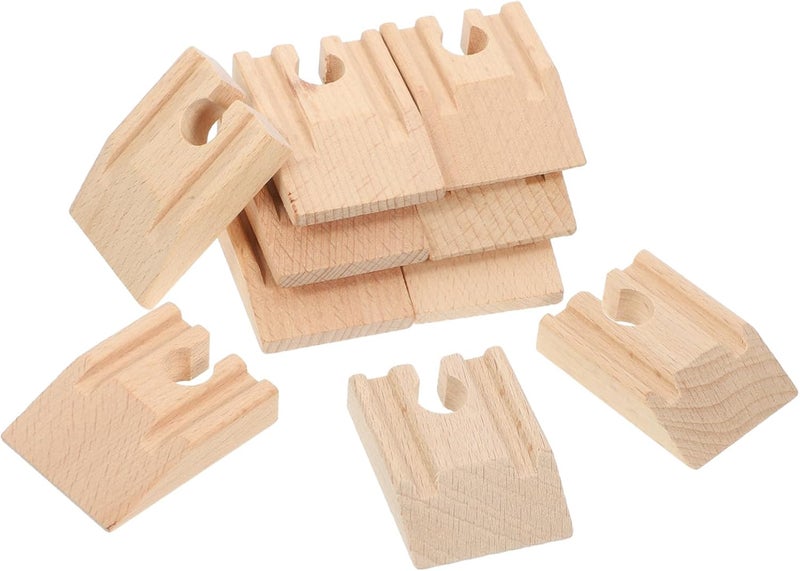 SUPVOX 10pcs Wooden Concave Train Track Install Model Railway Accessories Smooth Surface for DIY Play Compatible with Major Train Brands - Image 1