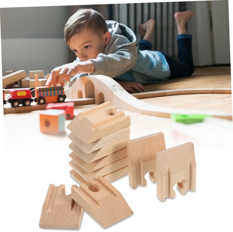 SUPVOX 10pcs Wooden Concave Train Track Install Model Railway Accessories Smooth Surface for DIY Play Compatible with Major Train Brands - Image 5