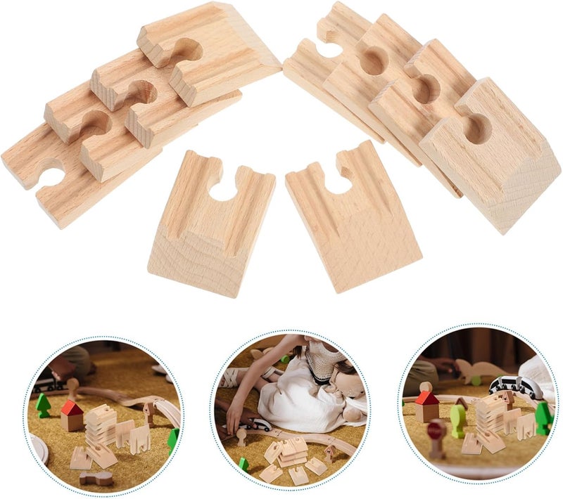 SUPVOX 10pcs Wooden Concave Train Track Install Model Railway Accessories Smooth Surface for DIY Play Compatible with Major Train Brands - Image 4