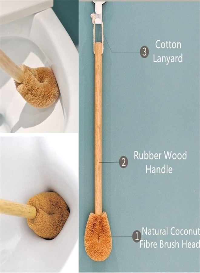 ASJIXJU Natural Coconut Fibre Toilet Brush(2pcs), Wood Handle Cleaning Brush for Toilet - Image 3