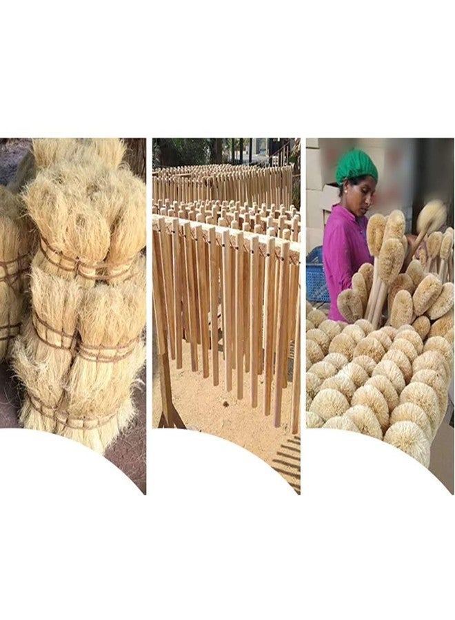 ASJIXJU Natural Coconut Fibre Toilet Brush(2pcs), Wood Handle Cleaning Brush for Toilet - Image 4