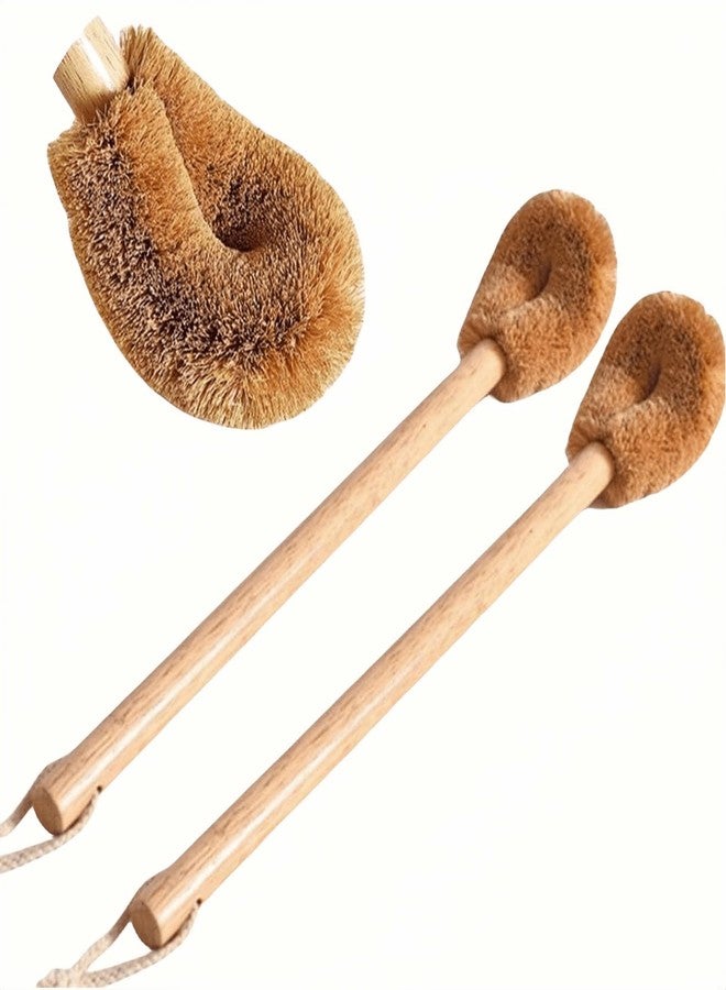 ASJIXJU Natural Coconut Fibre Toilet Brush(2pcs), Wood Handle Cleaning Brush for Toilet - Image 1