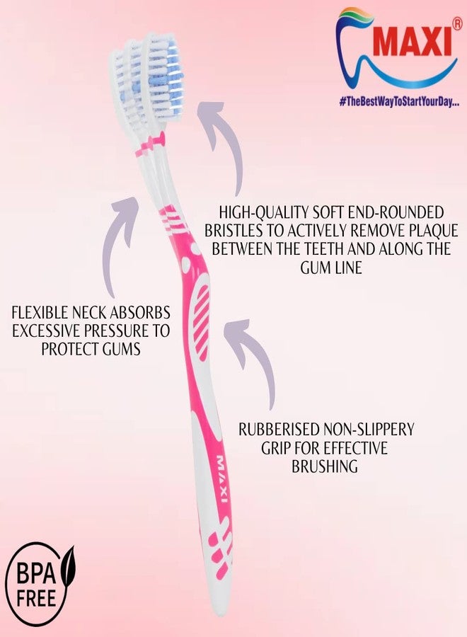 MAXI Sensitive+ Soft Bristles Manual Toothbrush for adults, for sensitive teeth, Multicolor (Pack of 6) - Image 2