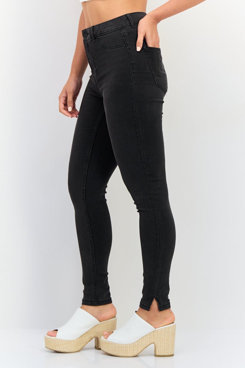 JDY Women Skinny Fit Solid Stretchable Straight Jeans, Black - Image 4
