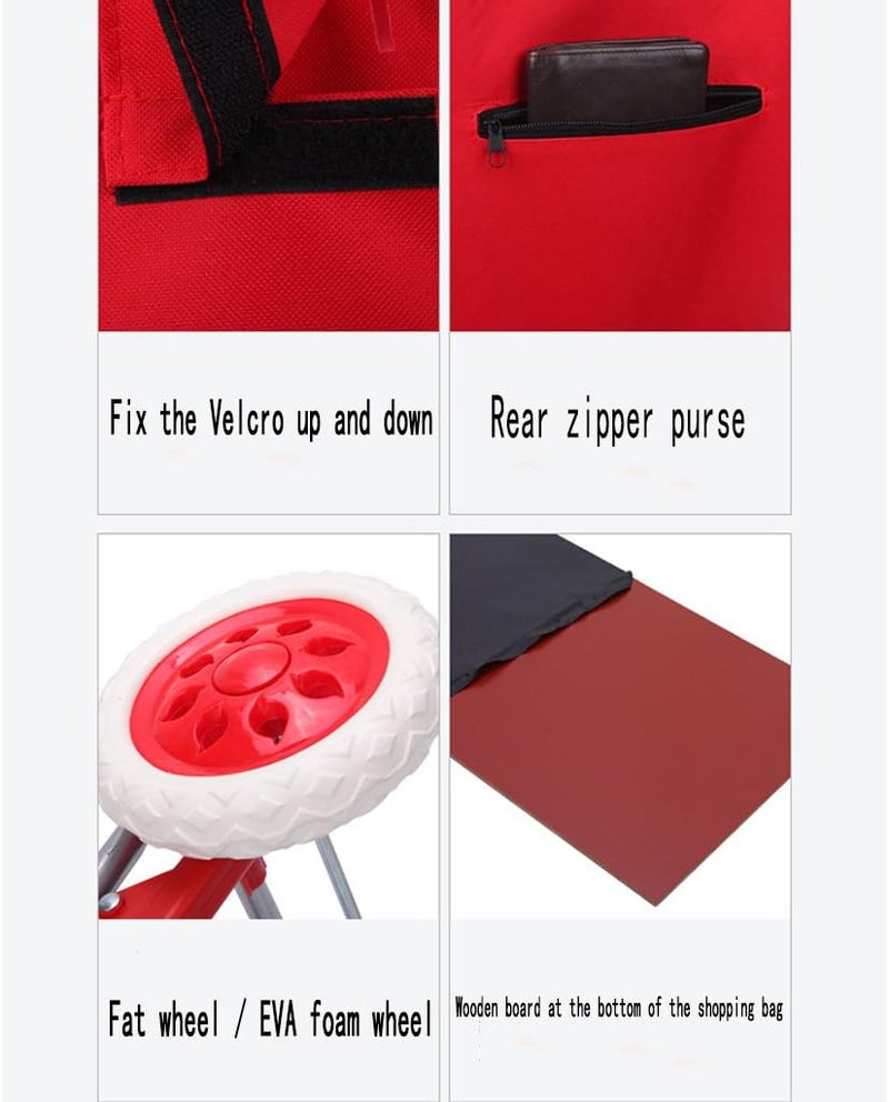 جليفار عربة تسوق محمولة - عربة بقالة قابلة للطي بعجلات - حقيبة خضراوات قابلة لإعادة الاستخدام، حقيبة سفر خفيفة الوزن قابلة للدحرجة، حامل أمتعة قابل للطي للاستخدام اليومي، صديقة للبيئة ومتينة - Image 1