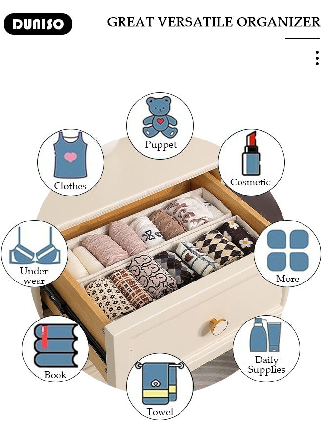 DUNISO 3 Pack Clothing Organizer with Zipper, Foldable Underwear Drawer Organizer, Closet  Fabric Dividers for Storing Baby Clothes, Underwear, Bras, Socks, Lingerie, Scarves  - Image 3
