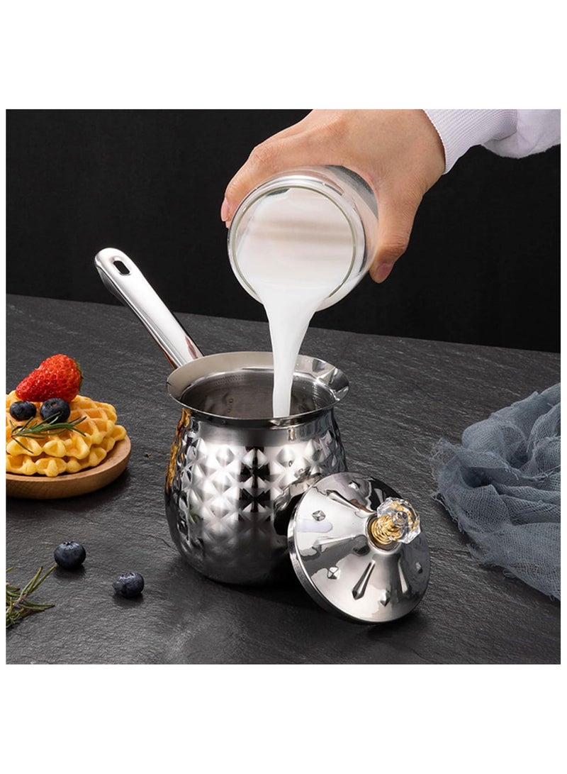 Stainless Steel Turkish Coffee Pot, Small Saucepan Pot, Butter Warmer, Milk Warmer with Spout for Chocolate Melting Coffee Tea Soup Warming（600 Ml / 20 Oz） - Image 5