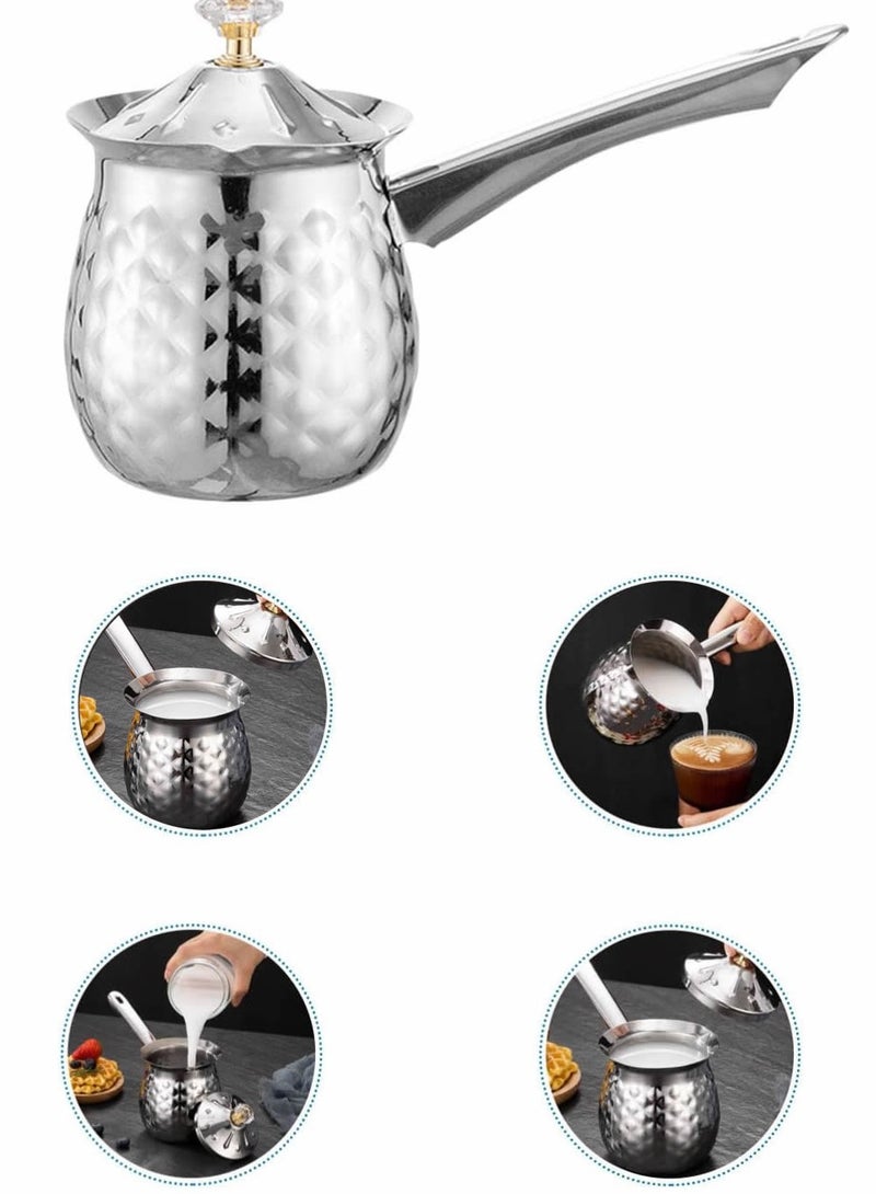 Stainless Steel Turkish Coffee Pot, Small Saucepan Pot, Butter Warmer, Milk Warmer with Spout for Chocolate Melting Coffee Tea Soup Warming（600 Ml / 20 Oz） - Image 1