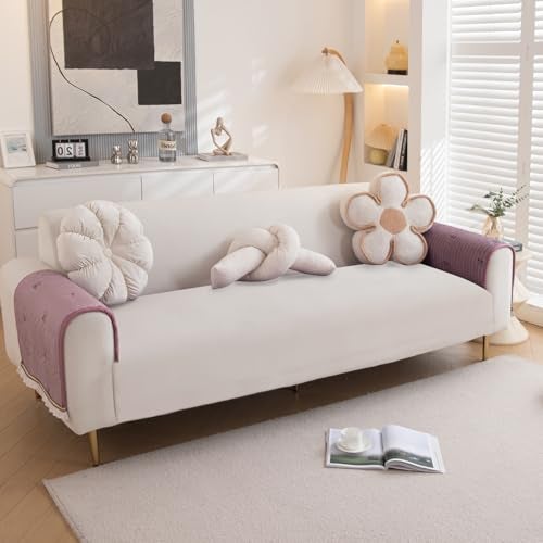 HOKIPO Premium Dutch Velvet Sofa Cover Mat with Frill for 1/2/3 Seater and L Shape Sofa. Make Your Own Sofa Cover Set, Mat Length 90(D) x 170(L) cm, Wisteria Lilac (AR-5739-PR) - Image 1