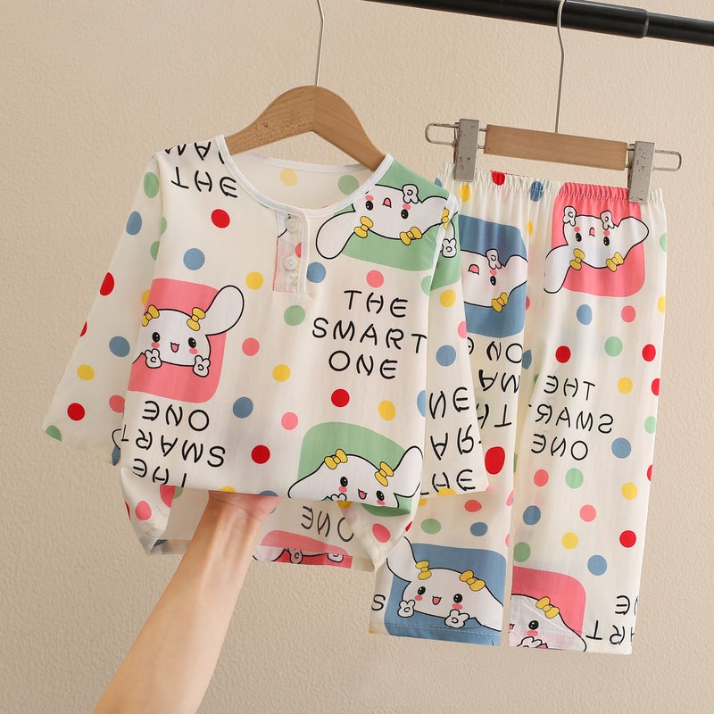 Kids Pajama Set Cotton Breathable Sleepwear Cute rabbit 