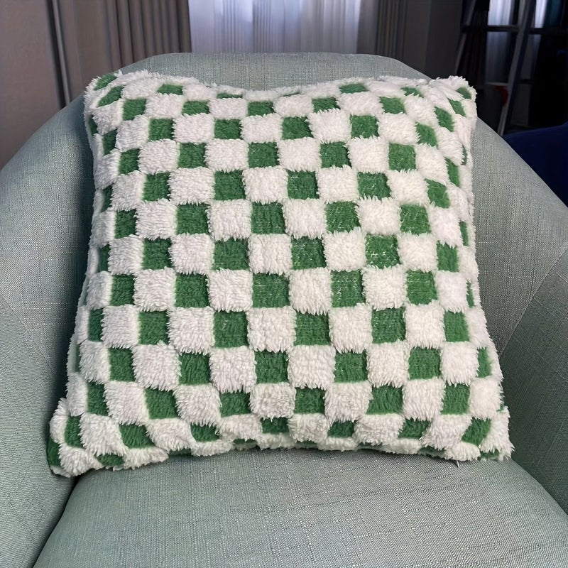 2Pcs 17.7x17.7 Inch Checkered Pillow Cover Pink White Black White Modern Soft Cushion Case - Image 4
