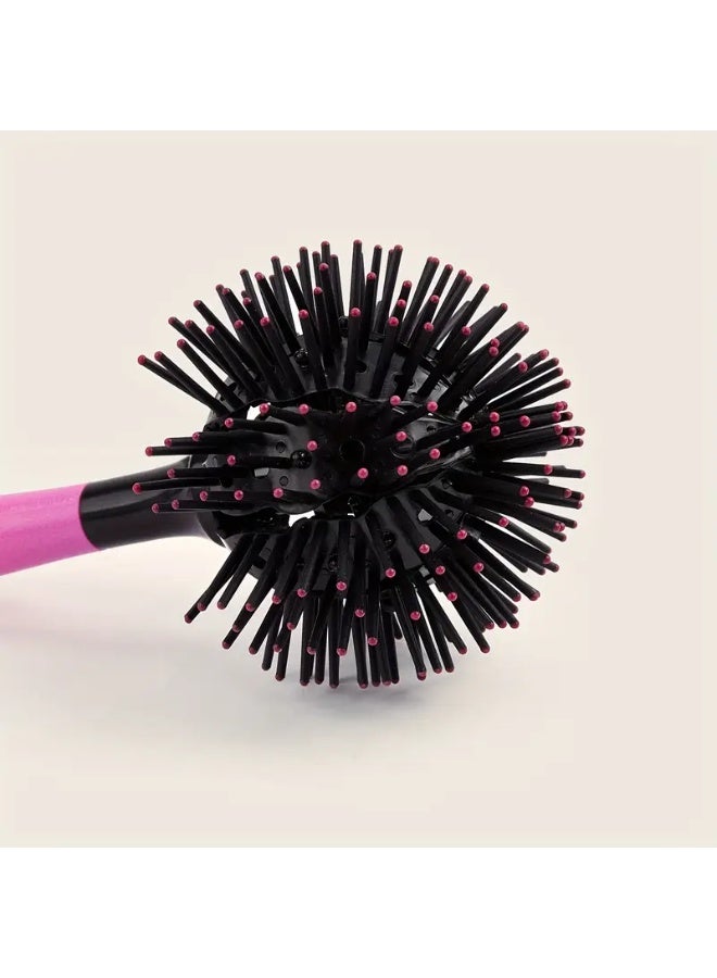 LANGMANNI فرشاة شعر 3D بومب كيرل 1 قطعة بشعيرات بلاستيكية - مشط دائري مقاوم للحرارة لإنهاء الشعر العادي - مقبض ABS مضاد للكهرباء الساكنة لتجفيف الشعر وتصفيفه - Image 1