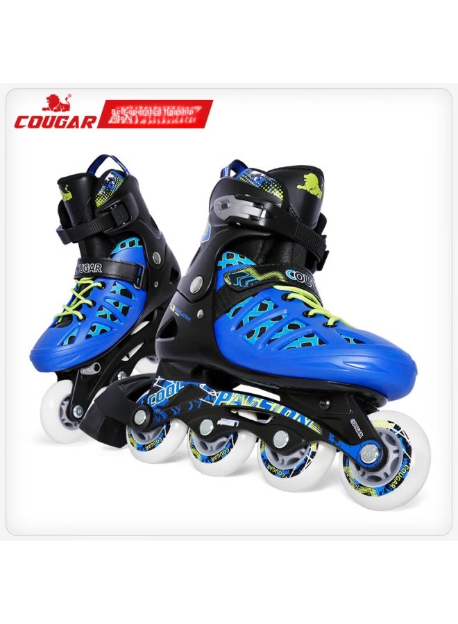 Cougar Adult Adjustable Number Roller Skates Inline Skates Black And Blue Size L - Image 1