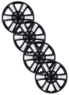 EMTC Pack of 4 EM-3143 Taiwan Wheel Cover | 14" Inch | Black Silver Universal Nested Style  - Image 1