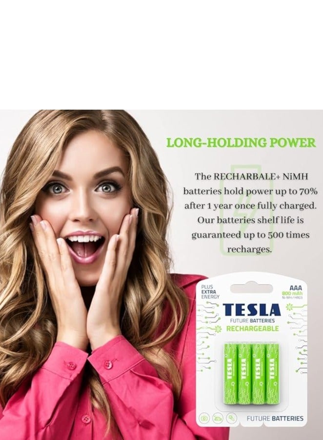 بطاريات تسلا 4 حجارة  قابلين للشحن AAA متعدد الاستخدامات - Image 2