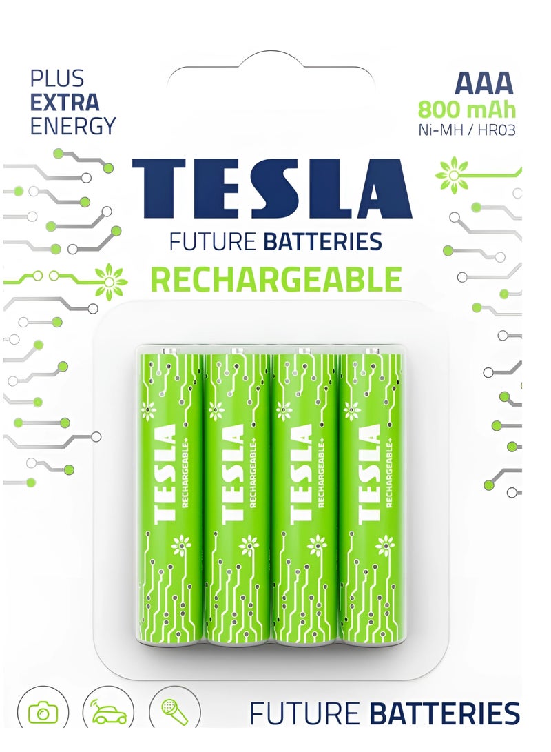 بطاريات تسلا 4 حجارة  قابلين للشحن AAA متعدد الاستخدامات - Image 1