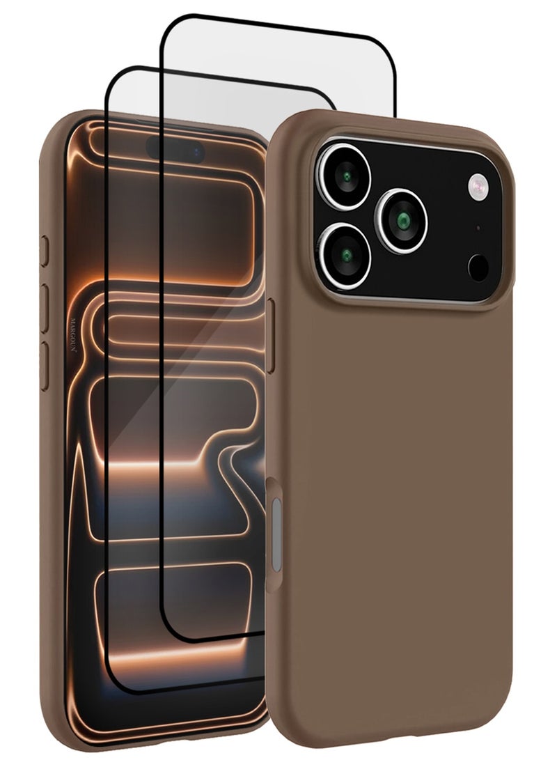 CATANES 3 Packs Silicone Protective Phone Case for iPhone 17 Pro Max - Soft Anti-Scratch Microfiber Lining Ultra Slim Drop Protection Phone Cover with Two 3D Screen Protectors - Desert Titanium - Image 1