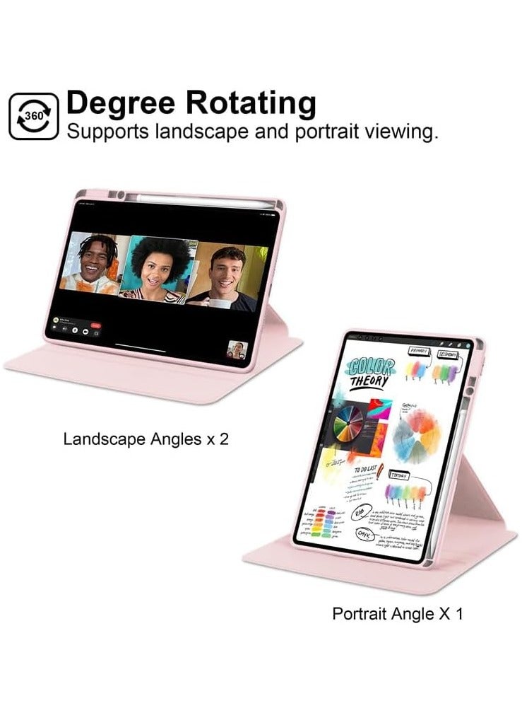 VKL Clear Back Case Compatible with Huawei MatePad Pro 13.2 inch 2023 with Pen Holder, 360 Degree Swivel Stand Flip Smart Tablet Cover Auto Sleep/Wake Tablet Case (Pink) - Image 4