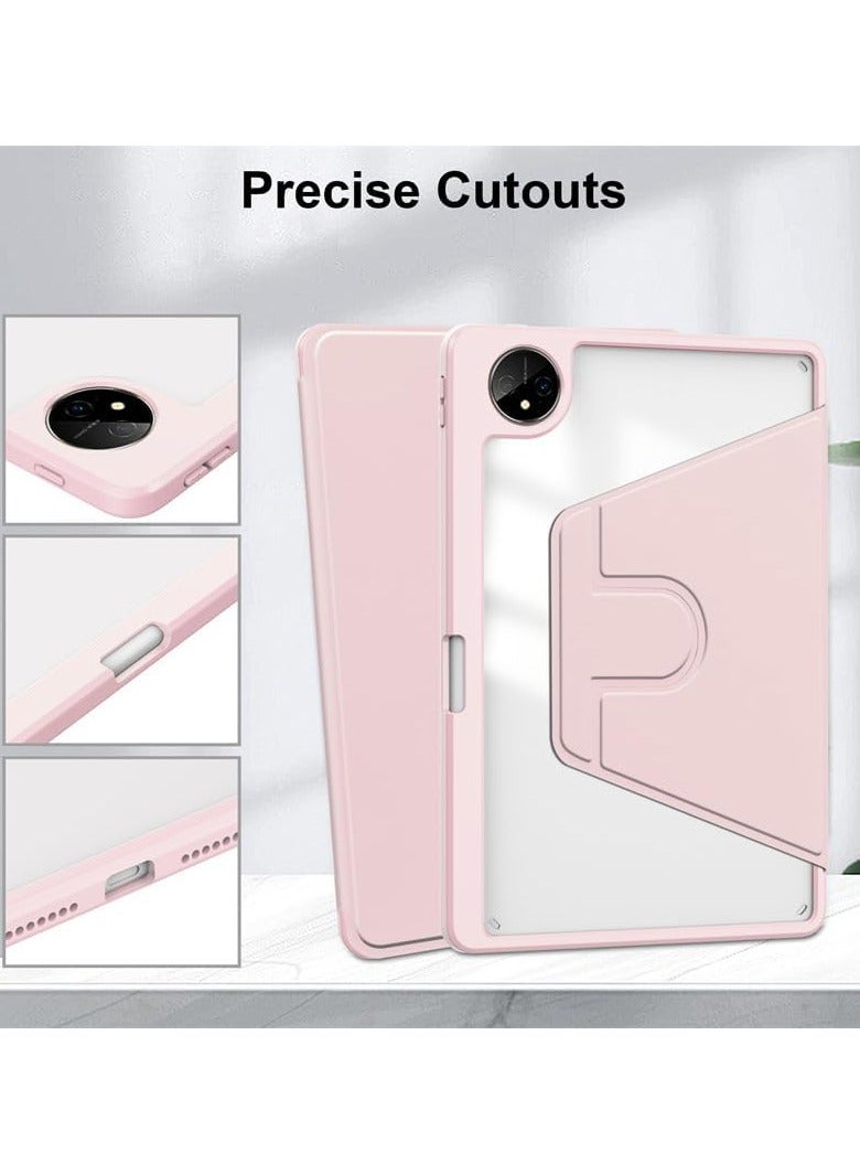 VKL Clear Back Case Compatible with Huawei MatePad Pro 13.2 inch 2023 with Pen Holder, 360 Degree Swivel Stand Flip Smart Tablet Cover Auto Sleep/Wake Tablet Case (Pink) - Image 3