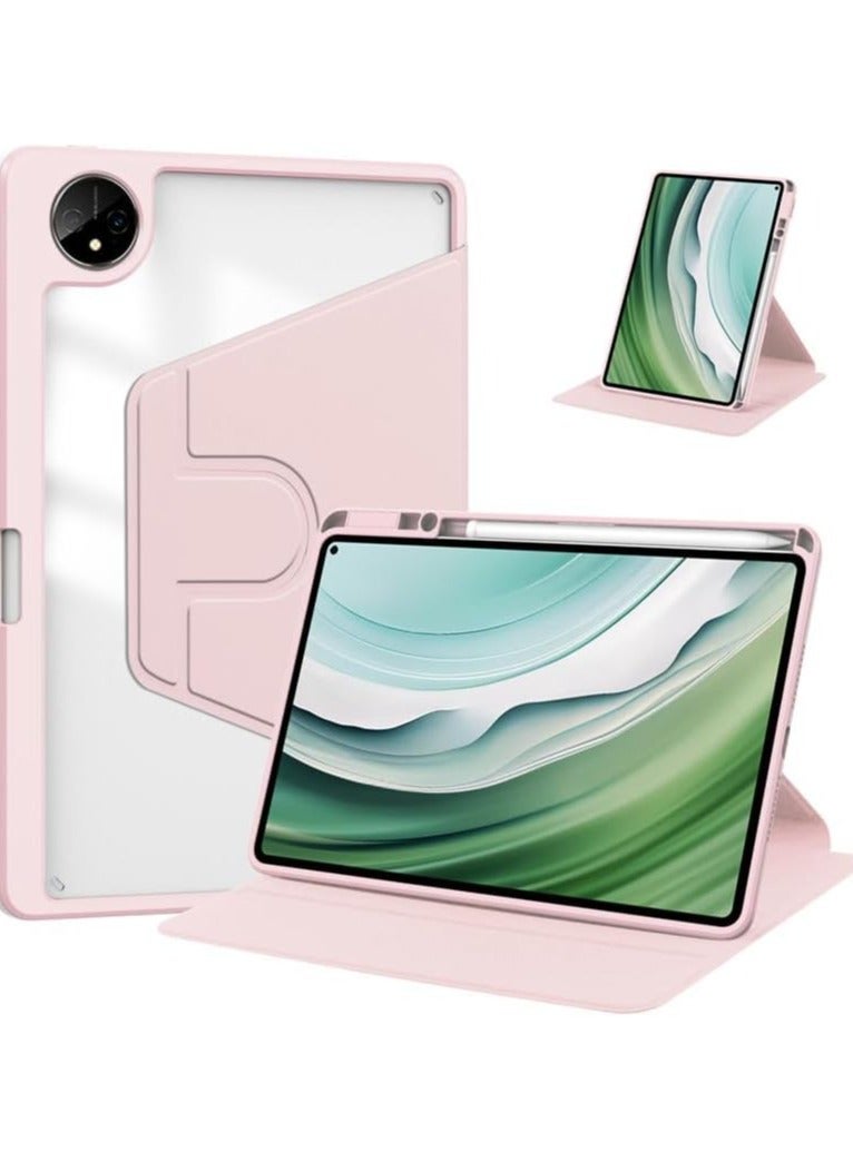 VKL Clear Back Case Compatible with Huawei MatePad Pro 13.2 inch 2023 with Pen Holder, 360 Degree Swivel Stand Flip Smart Tablet Cover Auto Sleep/Wake Tablet Case (Pink) - Image 1