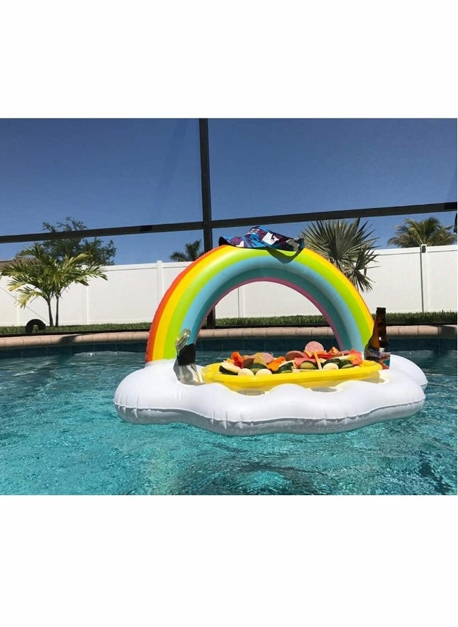 null - Inflatable Rainbow Cloud Drink Float, Large Capacity Pool Cooler Drink Holder Floating Beverage Salad Fruit Serving Bar Pool Float Party, Water Fun Decorations and Pool Toys for Adults and Kids - Image 1