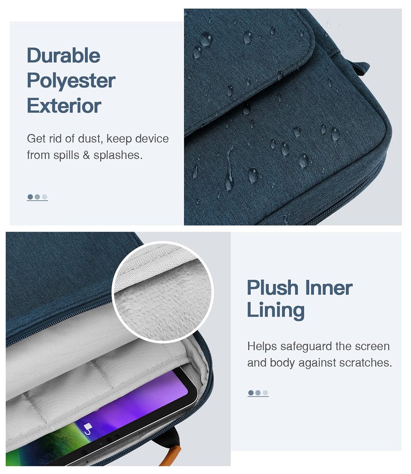 MoKo 9-11 Inch Tablet Sleeve Bag Handle Carrying Case with Shoulder Strap Fits 11inch iPad Air M3, iPad A16 2025, Pro 11 inch, iPad 10/9/8/7th Gen, Tab S8/S9 11", Indigo - Image 3