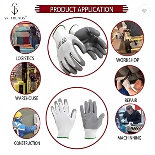 SR TRENDS Nitrile Coated Safety Gloves - Non-Slip, Oil/Abrasion Resistant, Heavy-Duty for Construction, Mechanics, Gardening, Plumbing & Automotive (10 Pair) - Image 4