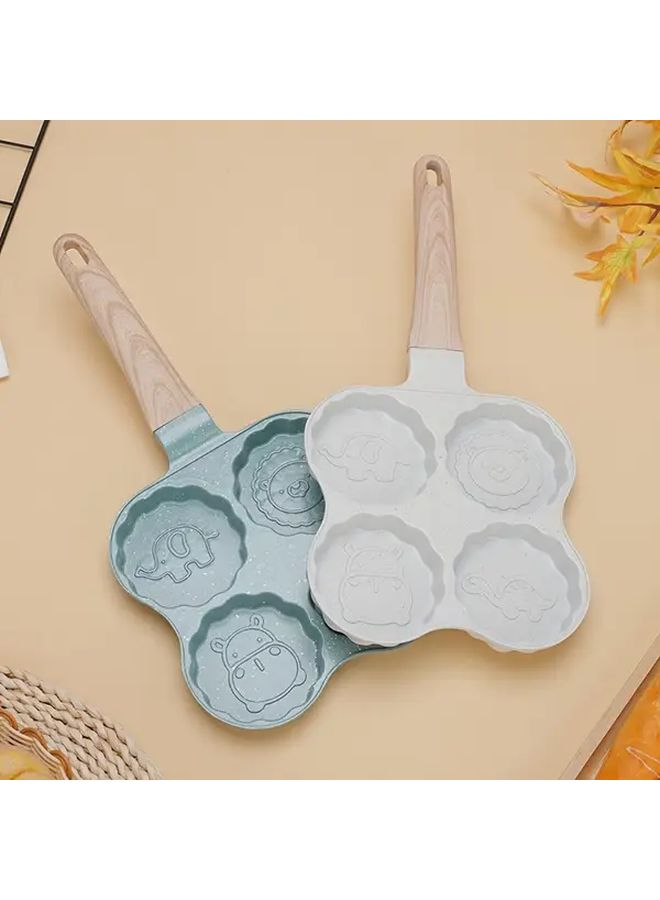 Beige Square Non Stick Frying Pan With Four Compartments For Eggs Pancakes Burgers Easy Clean - Image 1