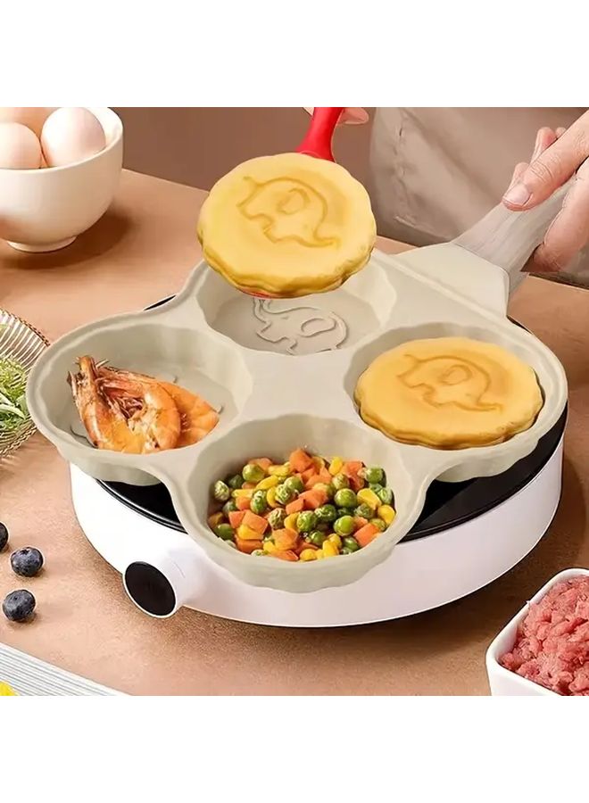 Beige Square Non Stick Frying Pan With Four Compartments For Eggs Pancakes Burgers Easy Clean - Image 2
