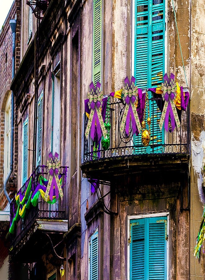 ALIBBON Large Mardi Gras Bows for Wreaths, Mardi Gras Wreath Bows, Flaxen Fleur de Lis Bows, Glitter Purple Bows for Front Door, Mardi Gras Decorations Bows for Mardi Gras Carnival Decor - Image 5