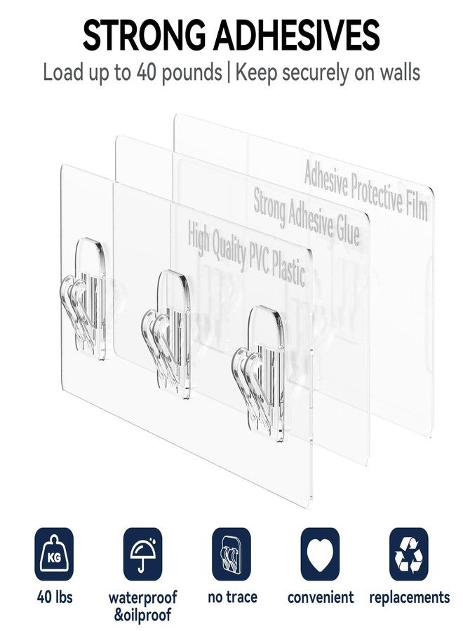 YASONIC 6 Pack Adhesive Strip for Rectangular Shower Caddies, Waterproof Shower Adhesive Strips, No Drilling Sticky Pads for Storage Corner Shelves and Kitchen Racks - Image 2