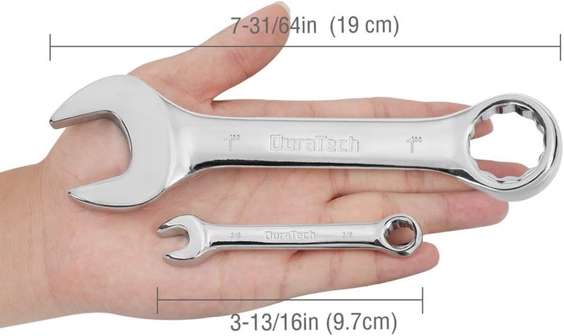 DURATECH Stubby Combination Wrench Set, SAE, 11-piece, 3/8'' to 1'', 12-Point, CR-V Steel, with Rolling Pouch - Image 5