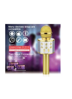 Generic WS-858 Wireless Bluetooth Handheld Microphone Stand Karaoke Mike with Speaker Audio Recording for Cellphone (Gold/Silver)  - Image 2