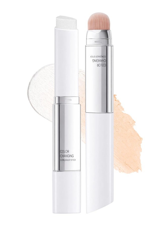 Jutqut Color Changing Foundation Stick, 2-in-1 Dual Ended Foundation Stick with Brush, Lightweight Dewy Finish, Blendable Cream Base Makeup, Buildable Coverage, 03 Natural - Image 1