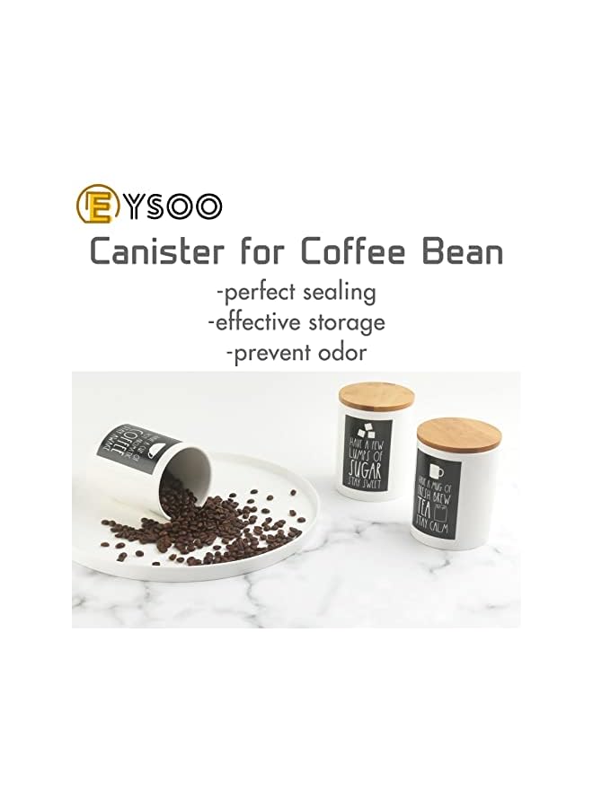 PROMASS Ceramic Food Storage Jars Set of 3 Ceramic Storage Canisters with Airtight Bamboo Lid Kitchen Tea Storage Containers Ceramic Sugar Canisters Set Porcelain Food Jars for Coffee, Tea and Sugar - Image 4